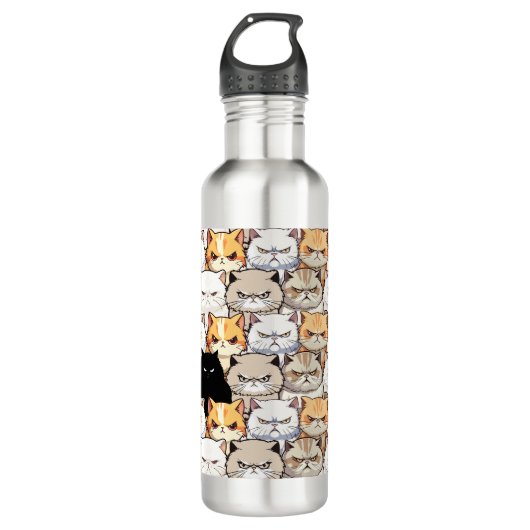 Grappig kleurrijk humeurig miauw katten kitten hui waterfles  (Voorkant)