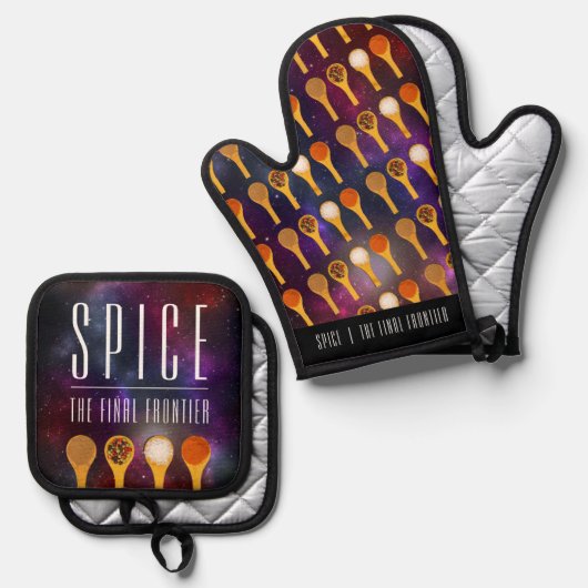 Grappig kleurrijk kruid de laatste grens ovenwant & pannenlap set (Voorkant / Achterkant)