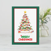 Grappig kleurrijk modern stijlvol vrolijk kerstfee feestdagenkaart (Staand voorkant)