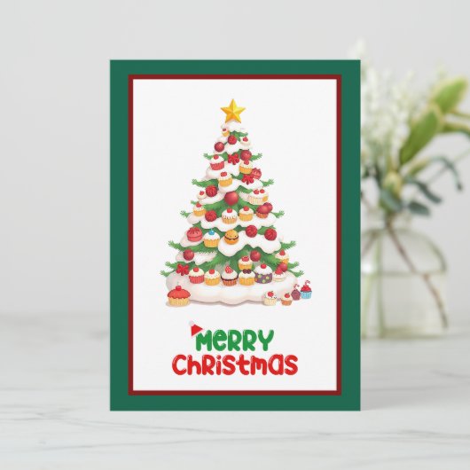 Grappig kleurrijk modern stijlvol vrolijk kerstfee feestdagenkaart (Staand voorkant)