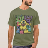 Grappig Kleurrijk Monster Abstract T-shirt (Voorkant)