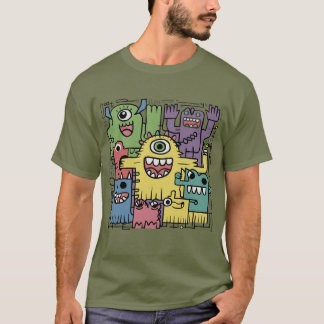 Grappig Kleurrijk Monster Abstract T-shirt