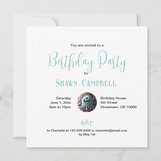 GRAPPIG KLEURRIJK MONSTER CAKE VERJAARDAG KAART (Achterkant)