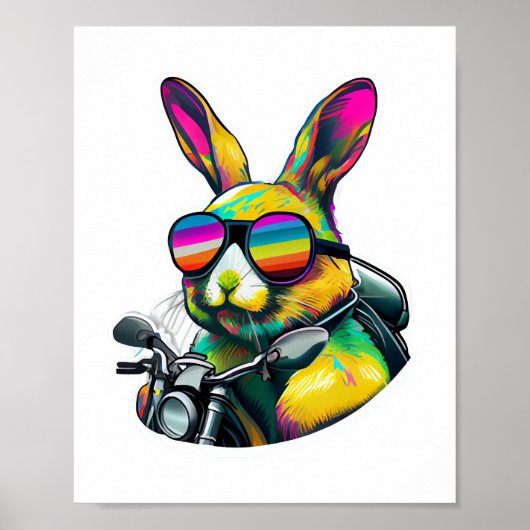 Grappig Kleurrijk Paashaas Grafisch Ontwerp Poster (Voorkant)