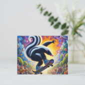 Grappig kleurrijk Skunk Skateboarden Briefkaart (Staand voorkant)