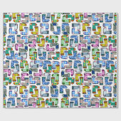 Grappig kleurrijk sokkenpatroon cadeaupapier (Vlak)