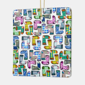 Grappig kleurrijk sokkenpatroon keramisch ornament (Links)