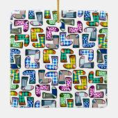 Grappig kleurrijk sokkenpatroon keramisch ornament (Achterkant)