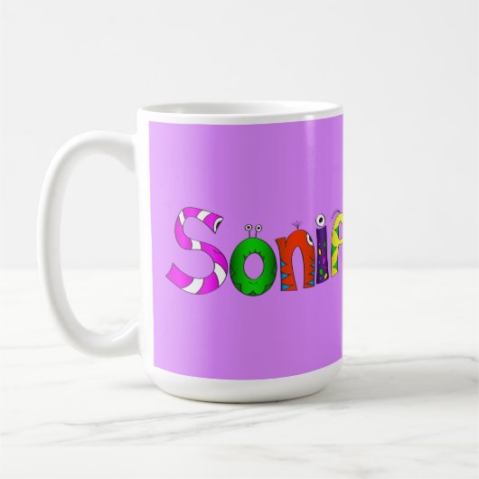 Grappig, kleurrijk tekenfilm | Sonia Koffiemok (Links)