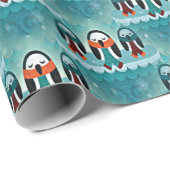 Grappig Kleurrijk Winter Penguïn Patroon Cadeaupapier (Rol Hoek)