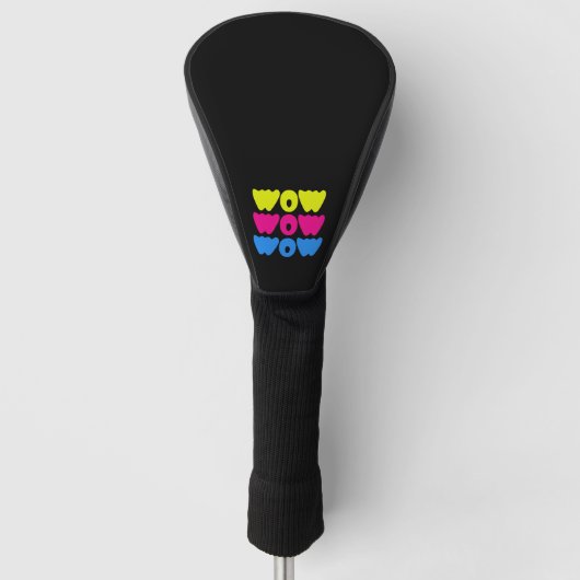 Grappig kleurrijk WOW Gezegde Eenvoudig Roze Blauw Golfheadcover (Voorkant)