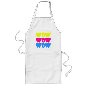 Grappig kleurrijk WOW Gezegde Eenvoudig Roze Blauw Lang Schort