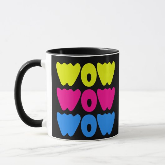 Grappig kleurrijk WOW Gezegde Eenvoudig Roze Blauw Mok (Links)