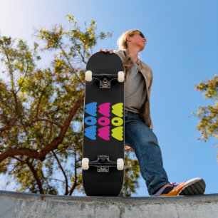 Grappig kleurrijk WOW Gezegde Eenvoudig Roze Blauw Persoonlijk Skateboard