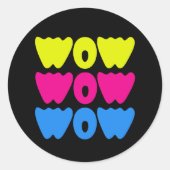 Grappig kleurrijk WOW Gezegde Eenvoudig Roze Blauw Ronde Sticker (Voorkant)