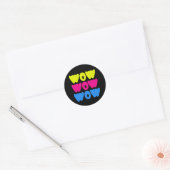 Grappig kleurrijk WOW Gezegde Eenvoudig Roze Blauw Ronde Sticker (Envelop)