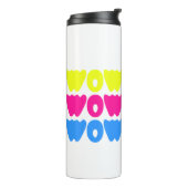 Grappig kleurrijk WOW Gezegde Eenvoudig Roze Blauw Thermosbeker (Gedraaid links)