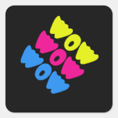 Grappig kleurrijk WOW Gezegde Eenvoudig Roze Blauw Vierkante Sticker (Voorkant)