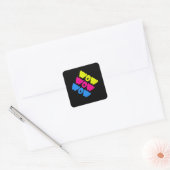 Grappig kleurrijk WOW Gezegde Eenvoudig Roze Blauw Vierkante Sticker (Envelop)