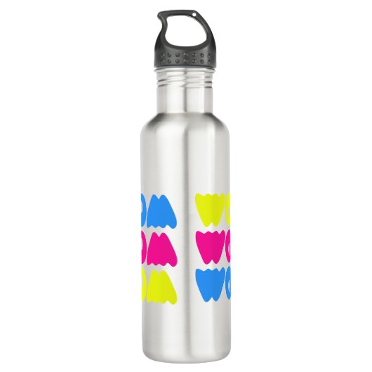 Grappig kleurrijk WOW Gezegde Eenvoudig Roze Blauw Waterfles (Achterkant)