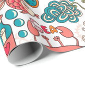 Grappig kleurrijk Zee-Life illustratiepatroon Cadeaupapier (Rol Hoek)