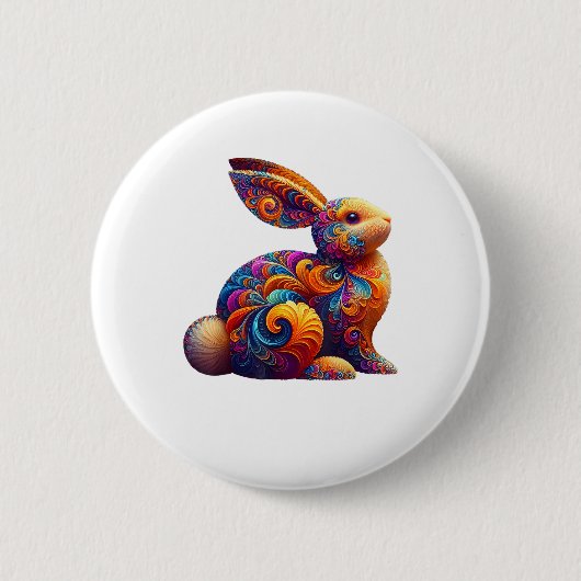 Grappig Kleurrijke Bunny Konijn Fractal Kosmische Ronde Button 5,7 Cm (Voorkant)