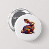 Grappig Kleurrijke Bunny Konijn Fractal Kosmische Ronde Button 5,7 Cm (Voorkant /achterkant)