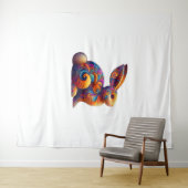 Grappig Kleurrijke Bunny Konijn Fractal Kosmische Wandkleed (In Situ (horizontaal))