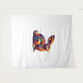 Grappig Kleurrijke Bunny Konijn Fractal Kosmische Wandkleed (Voorkant (horizontaal))