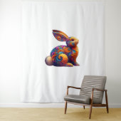 Grappig Kleurrijke Bunny Konijn Fractal Kosmische Wandkleed (In situ)