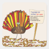 Grappig, kleurrijke Cartoon Thanksgiving Turkije Vierkante Sticker (Voorkant)