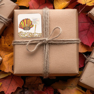 Grappig, kleurrijke Cartoon Thanksgiving Turkije Vierkante Sticker