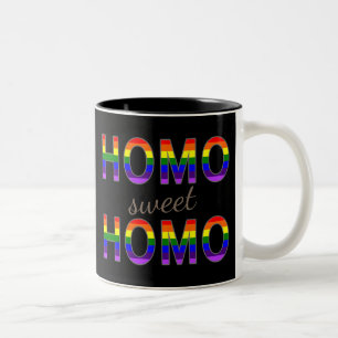Grappig Kleurrijke Gay Rainbow Kleuren Homo Sweet  Tweekleurige Koffiemok
