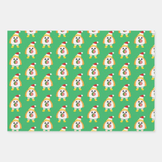 Grappig Kleurrijke Kawaii Sushi Vrolijk Kerstfeest Inpakpapier Vel (Voorkant 3)