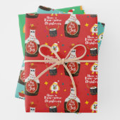 Grappig Kleurrijke Kawaii Sushi Vrolijk Kerstfeest Inpakpapier Vel (In situ)