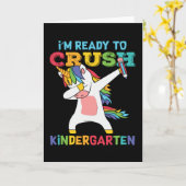 Grappig Kleuterschool Kind Terug School Eenhoorn D Kaart (Gele Bloem)