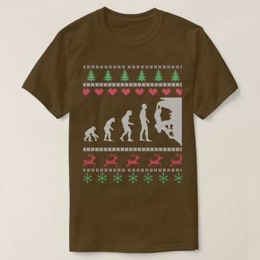 Grappig klimmen Evolutie Ugly KerstSweater T-shirt (Design voorkant)