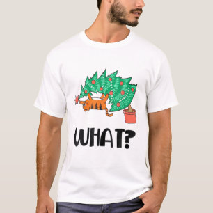 Grappig klimmen met kerstboom boven kat wat? t-shirt