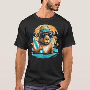 Grappig knaagdier capybara dragen zonnebril met ee t-shirt