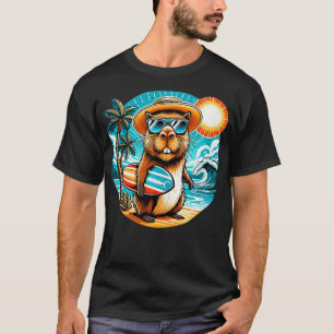 Grappig knaagdier capybara dragen zonnebril met ee t-shirt