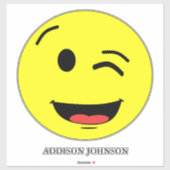 Grappig knipoog & glimlach Emoji geel gezicht Voeg Sticker (Vel)