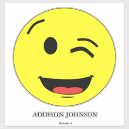 Grappig knipoog & glimlach Emoji geel gezicht Voeg Sticker