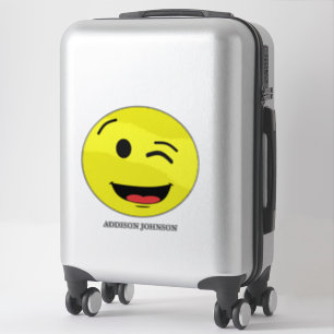 Grappig knipoog & glimlach Emoji geel gezicht Voeg Sticker