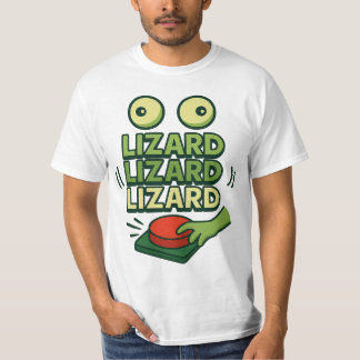 Grappig Knipperend Groen Hagedis die op Button dru T-shirt