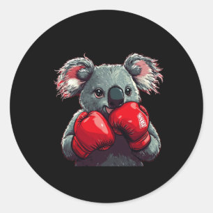 Grappig Koala Beer in de ring met bokshandschoenen Ronde Sticker