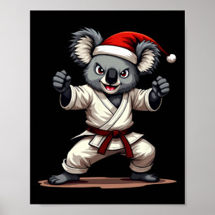 Grappig Koala Karate Kerstmis Martial Arts Santa H Poster