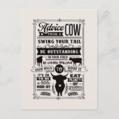 Grappig koe advies woord art Land Briefkaart (Voorkant)