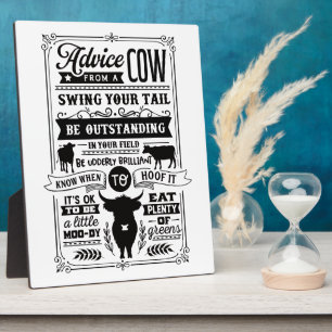Grappig koe advies word art fotoplaat