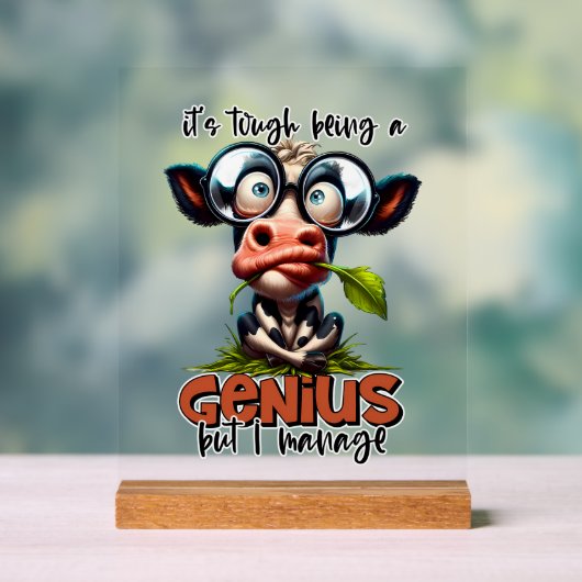 Grappig koe genie acryl bord (Neutraal)