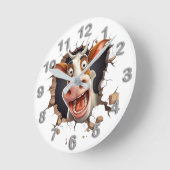 Grappig koe gezicht verrast look bruin wit boerder ronde klok (Hoek)